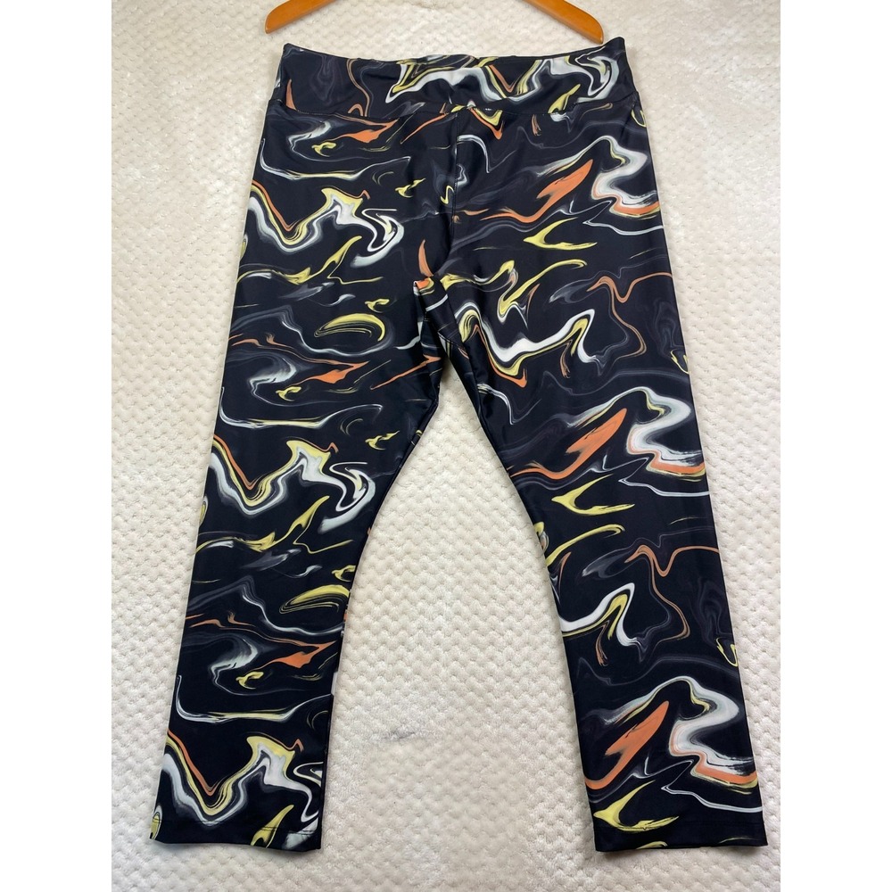 Crane Leggings Womens XL Black Swirl Marble Athletic Yoga Fitness Compression